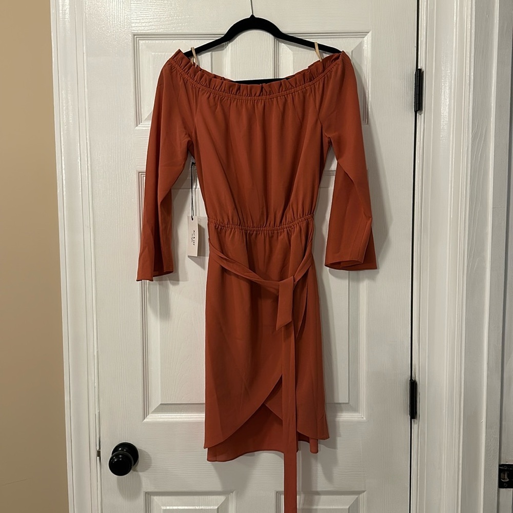 Off-Shoulder Peach color Dress